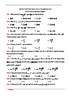 Đề thi thử THPT Quốc gia lần 1 môn Toán - Năm học 2016-2017 - Trường THPT Hậu Lộc 4 (Có đáp án)